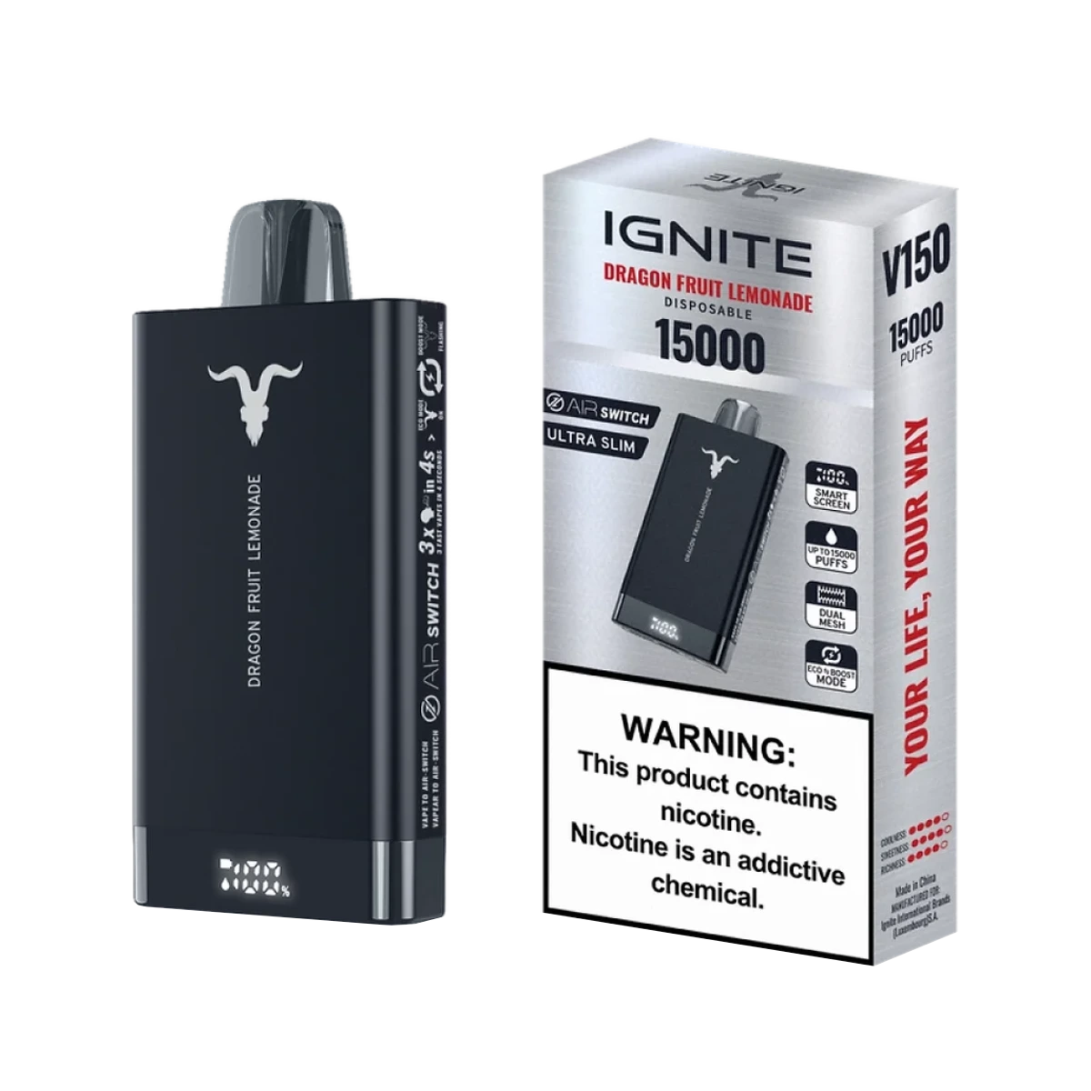 Ignite DRAGONFRUIT LEMONADE Vape v150, package photo